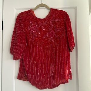 Vintage Red Sequin Shirt